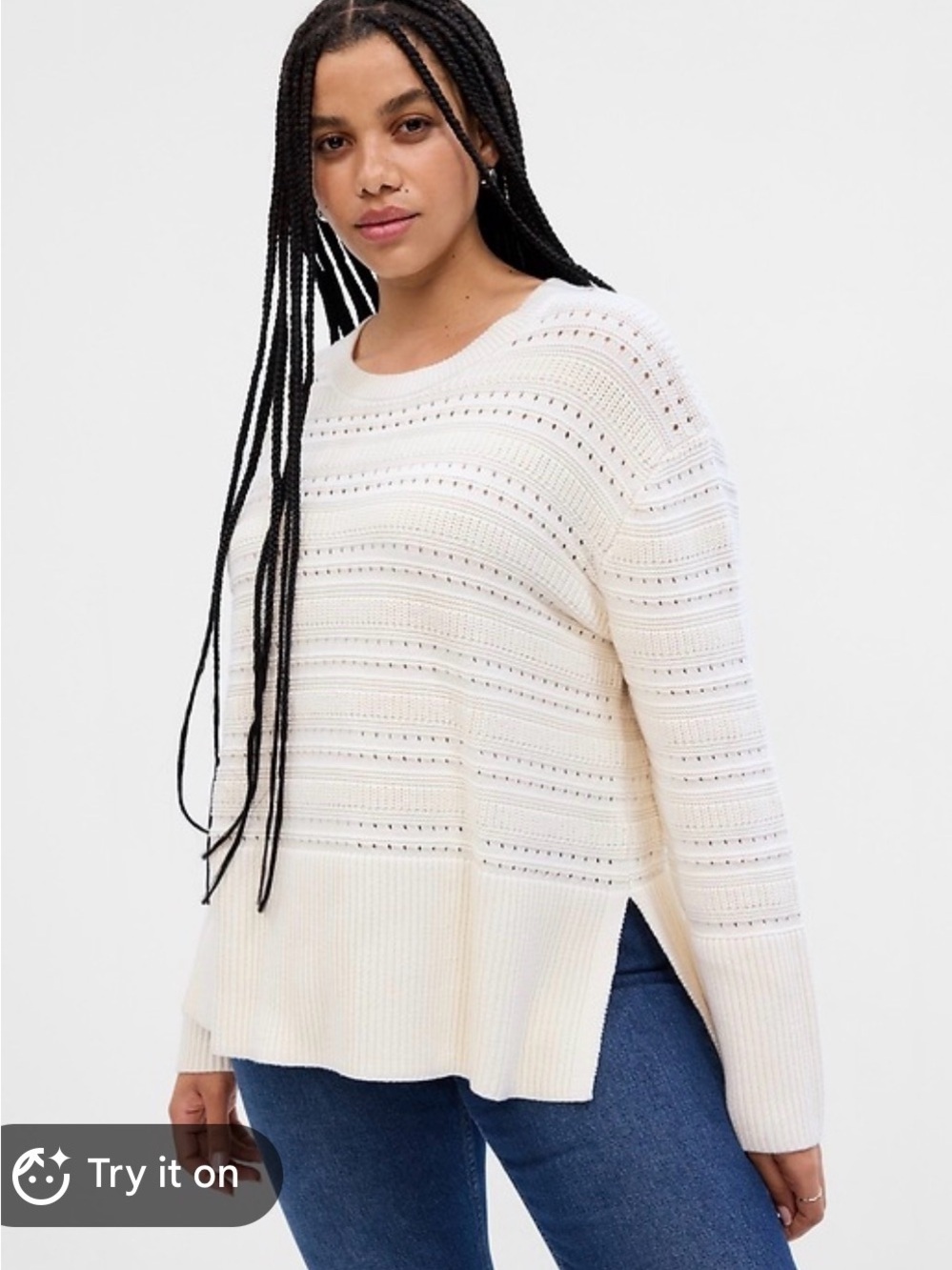 GAP Cream Eyelet Crewneck Sweater
